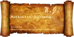 Matkovits Julianna névjegykártya